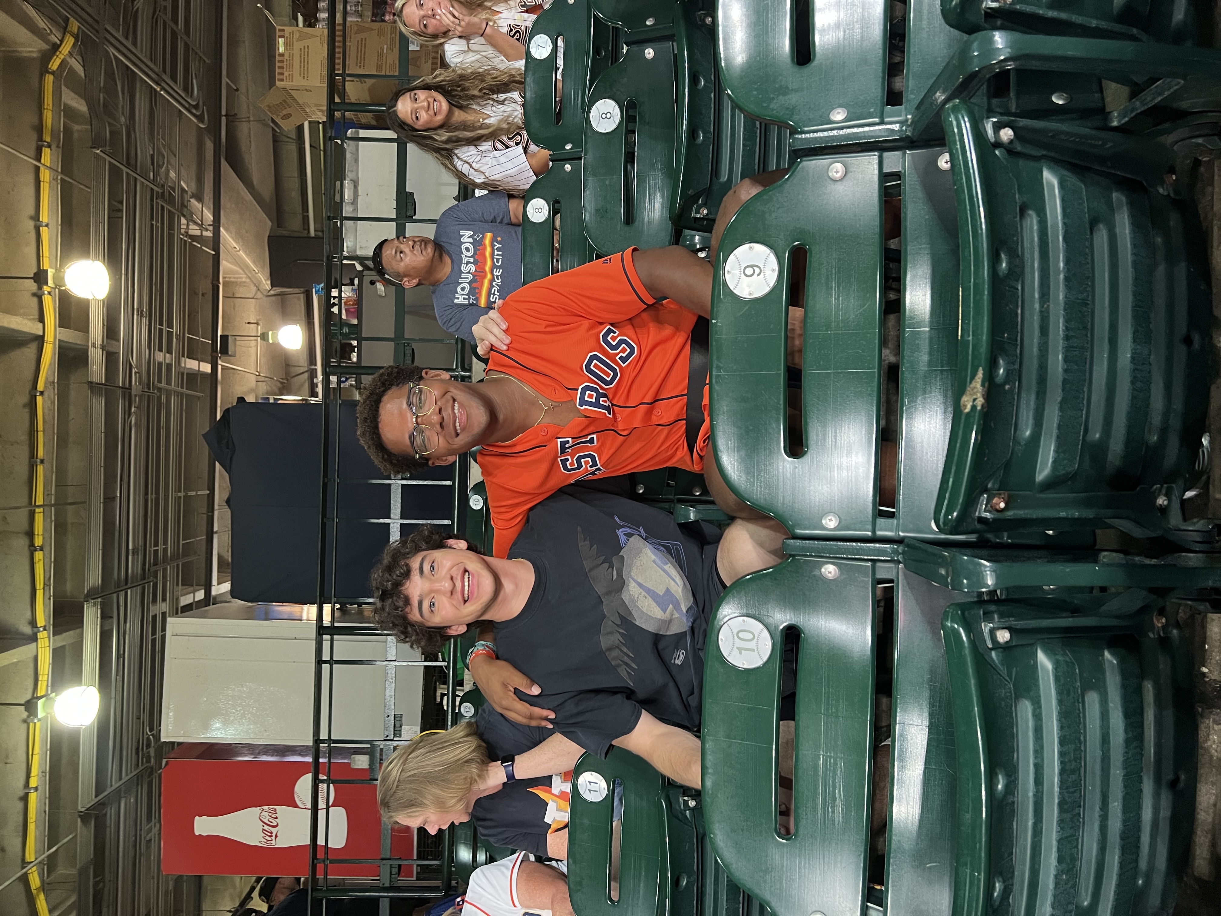Edgar Romero '25 took Calculus 1 virtually during Block C so he could prepare for his upcoming basketball season. When he wasn't studying or training, he spent time with his friends and family. Romero is pictured with a friend watching the Houston Astros play the New York Mets in Summer 2023. Photo submitted by Romero.
