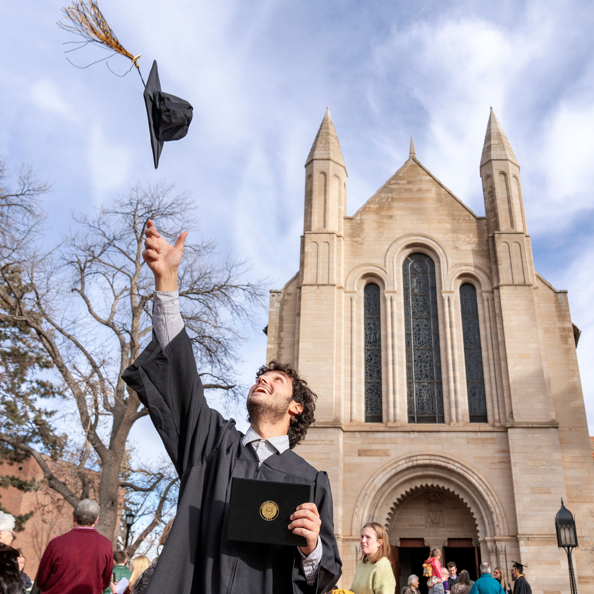 Marco Barracchia is pictured after Colorado College's 2022 Winter Commencement on Dec. 18, 2022. Photo by Lonnie Timmons III / Colorado College.