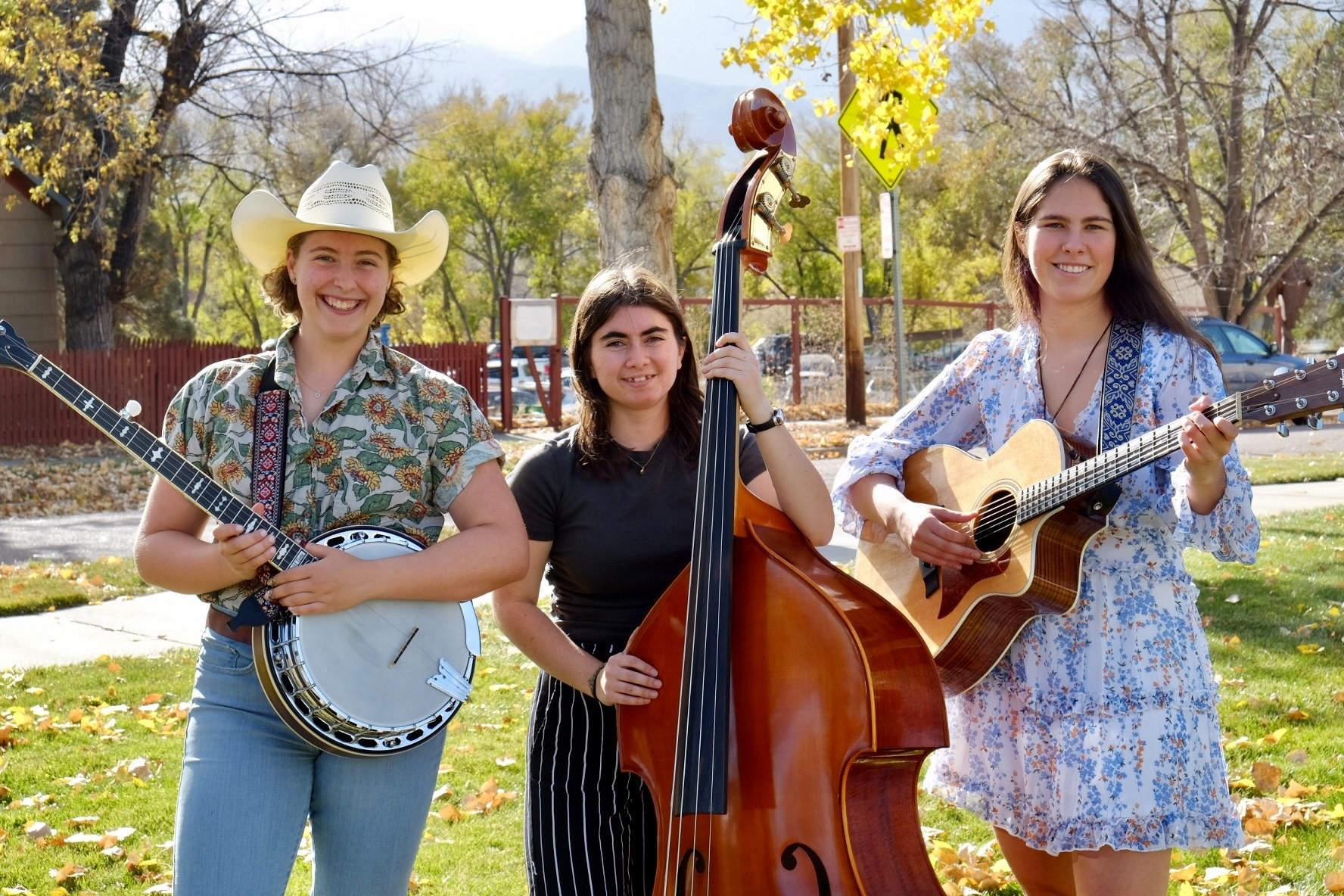 One of the Bluegrass program's upper-tier ensembles for the 2022-23 academic year is The Tumbleweeds. From left: Naomi Pryzant, Lucy Capone, Maren Snow.