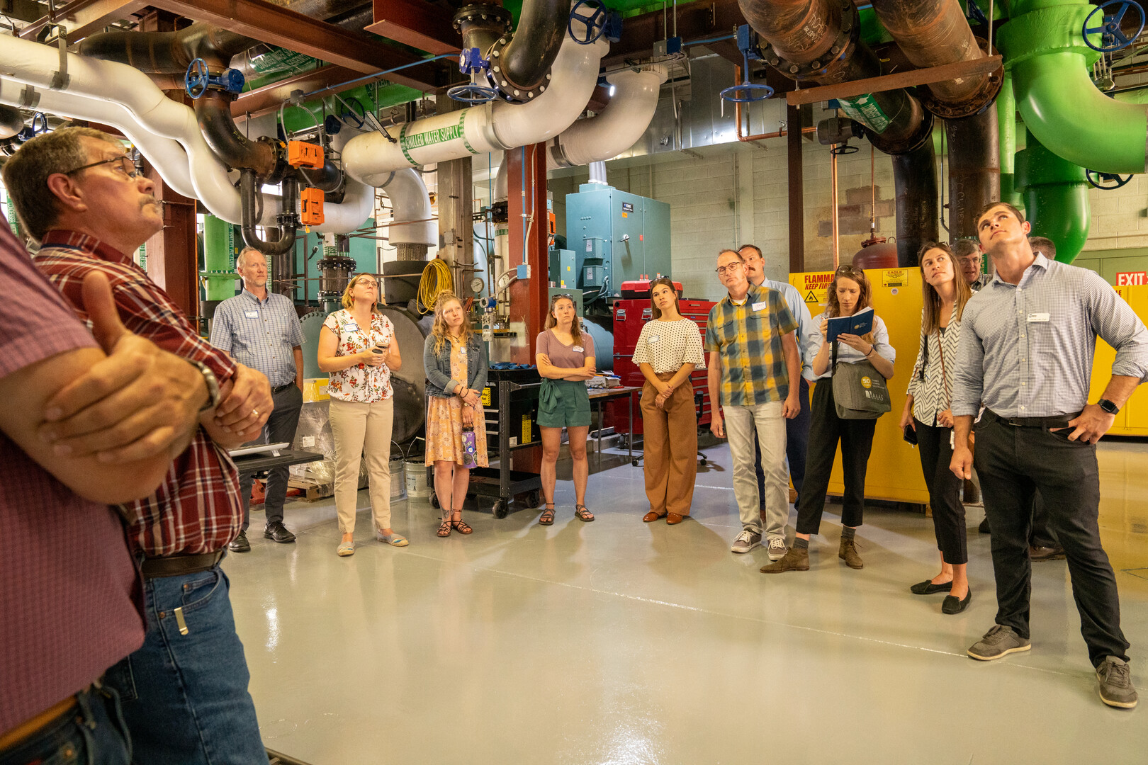 Members of the Colorado Energy Research Collaboratory tour the basement of Tutt Library to see how CC installed its massive underground geothermal energy project.  Photo by Mila Naumovska '26 / Colorado College