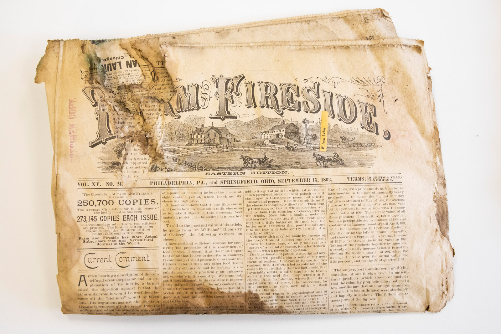 Pictured: A periodical from Springfield, Ohio. Ella Axelrod has spent months investigating, cataloging and digging into the mysteries of a buried box of odd treasures from the late 1800s and early 1900s as a part of their Summer Collaborative Research.
