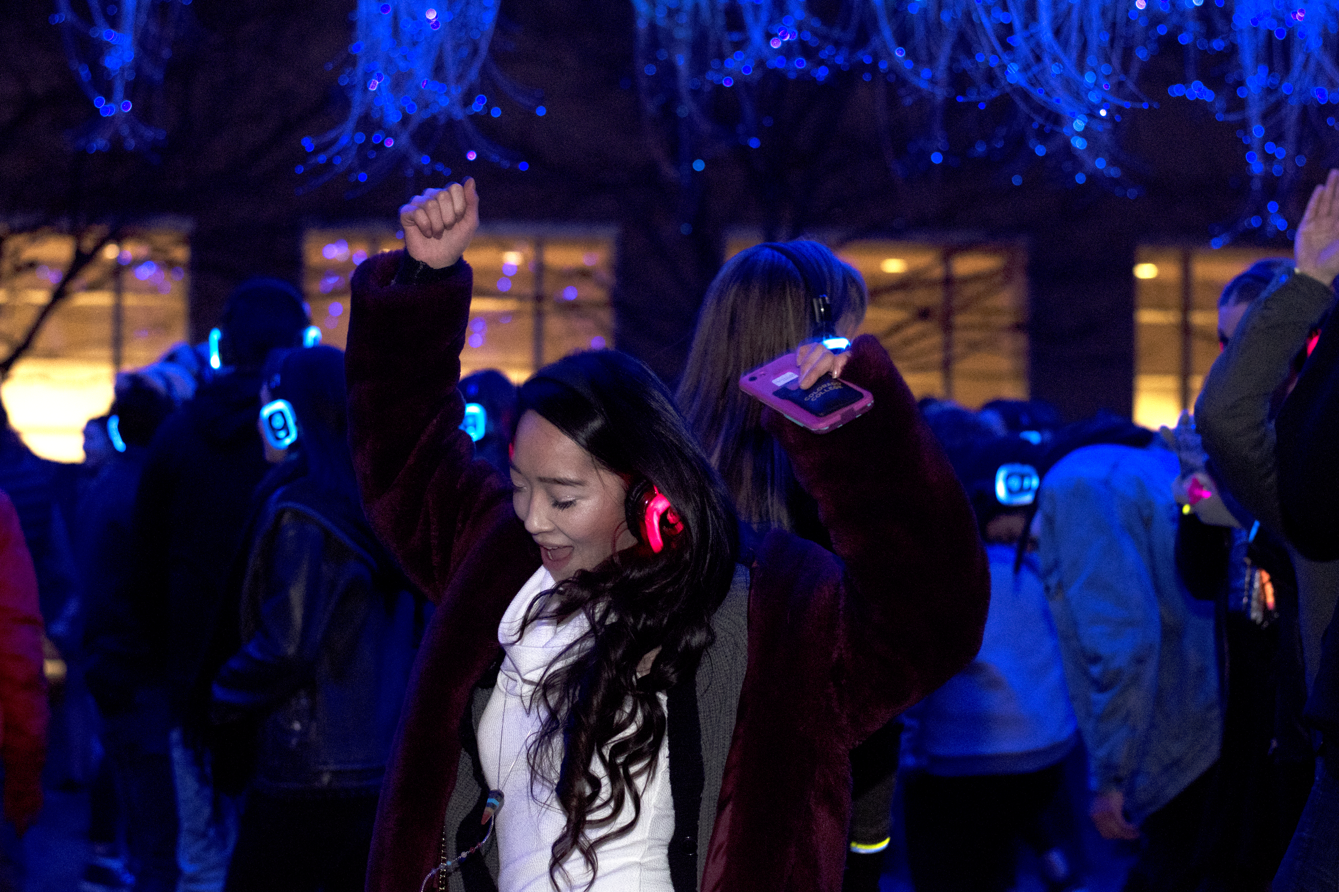 The Colorado Springs Fine Arts Center at Colorado College held a silent disco dance party underneath Buck Walksy's Beach Front for its last night of installation.