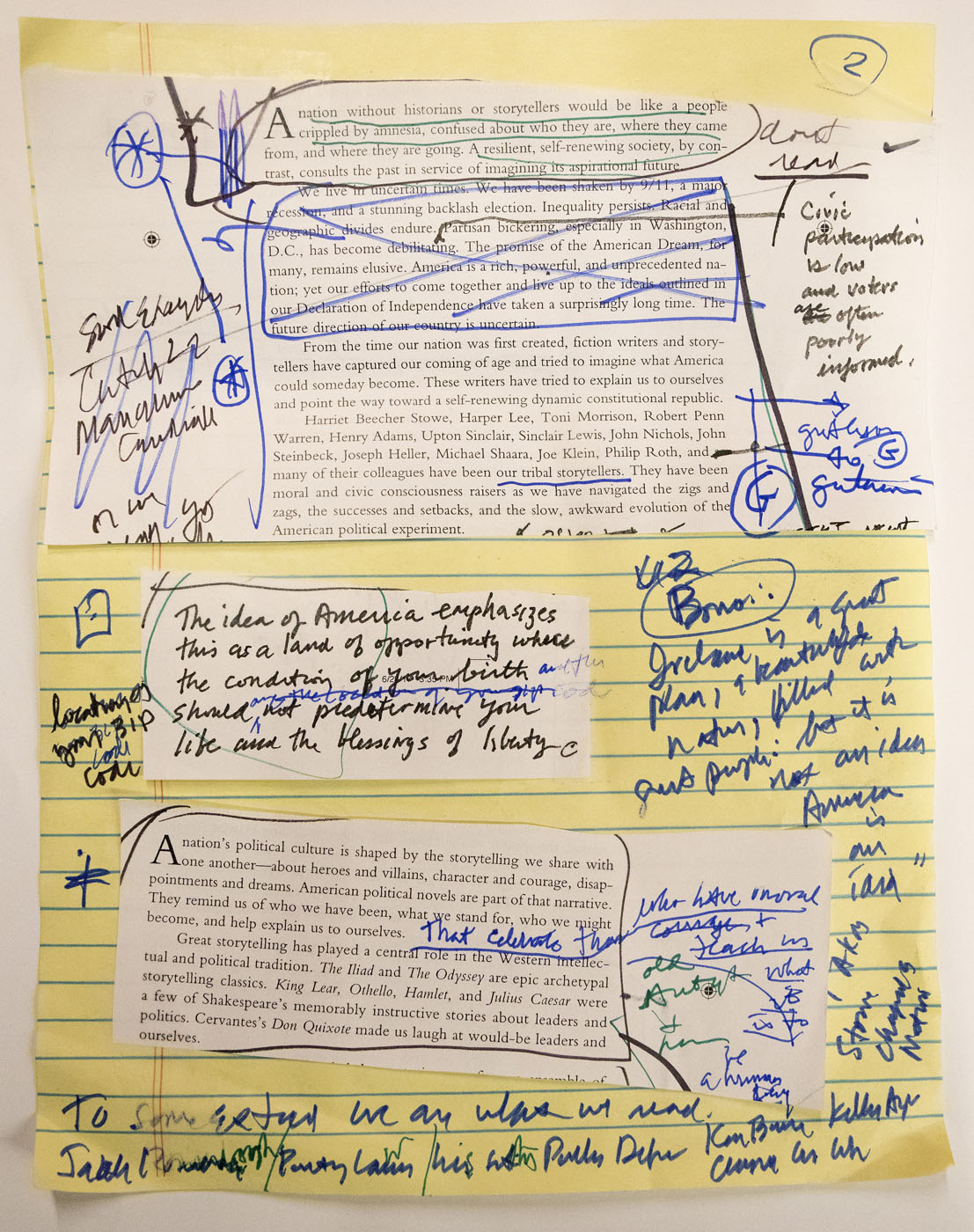 Pictured are notes from the final lecture that Cronin gave.