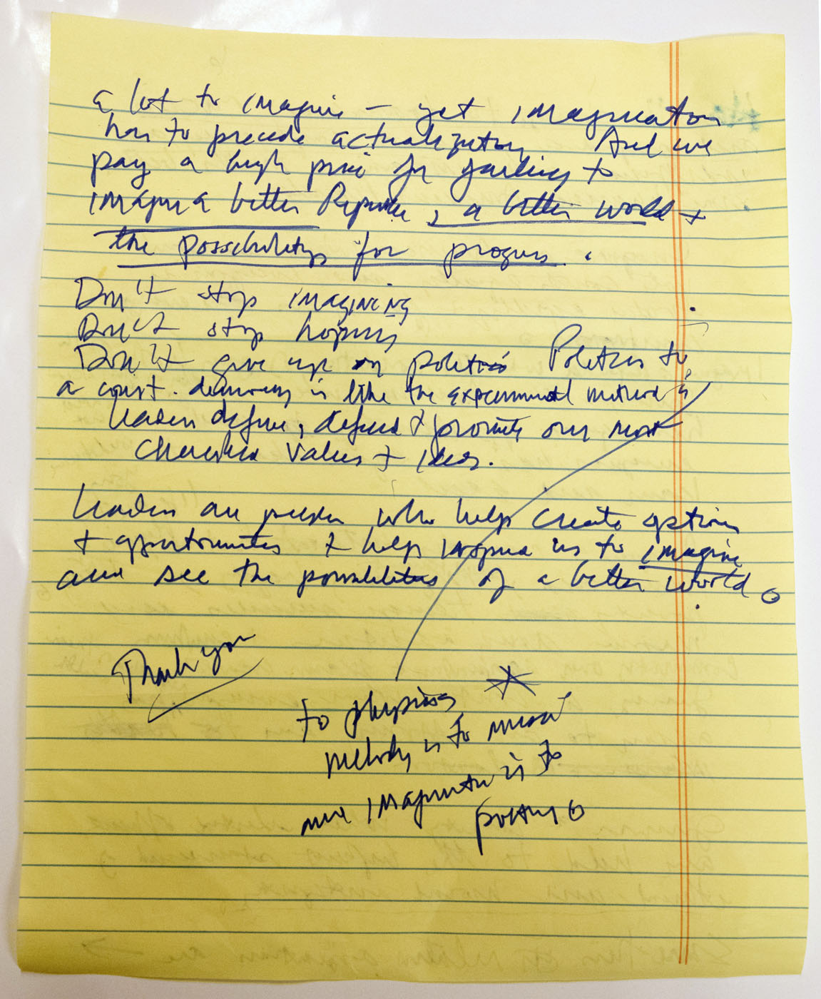 Pictured are notes from the final lecture that Cronin gave.
