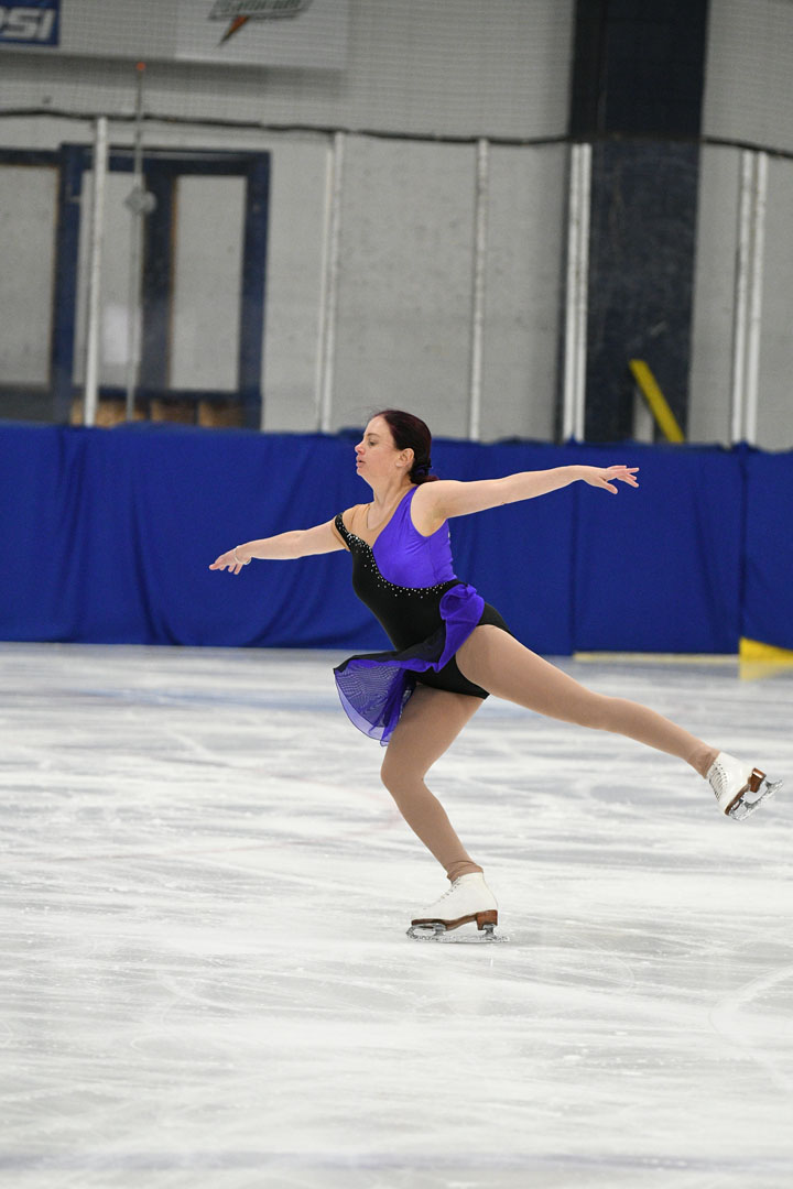 Krista Fish '97 performing at the 2020 Midwestern Adult Sectional Championships in March 2020. Photo by Kevin R. Phelan/U.S. Figure Skating and submitted by Fish. 