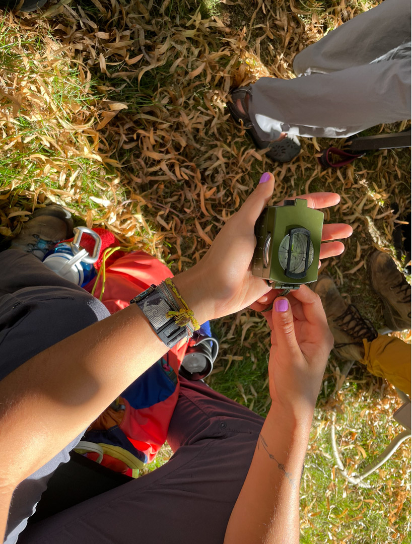 Students in AN306 Primatology used compasses for their field exercises, where they worked on habitat description, plant diversity, and phenology. Photo taken and submitted by Emma Ulbrich '22.