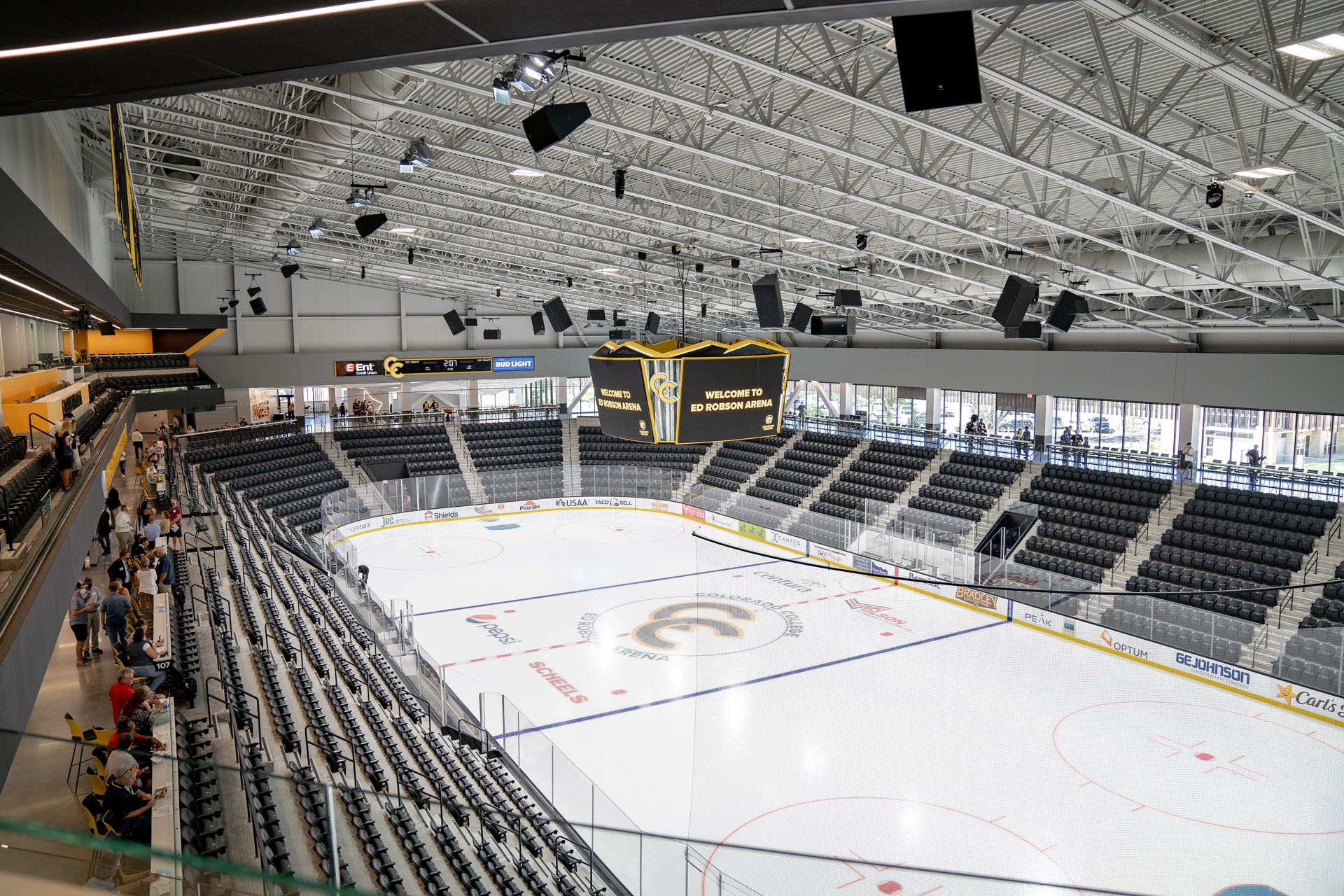 CC celebrated the opening of the new Ed Robson Arena with a ribbon-cutting and tours of the space Saturday, Sept. 18. The arena is the new practice and competition space for Tiger Hockey and will host campus and community events along with classrooms and meeting spaces. Photo by Gray Warrior.