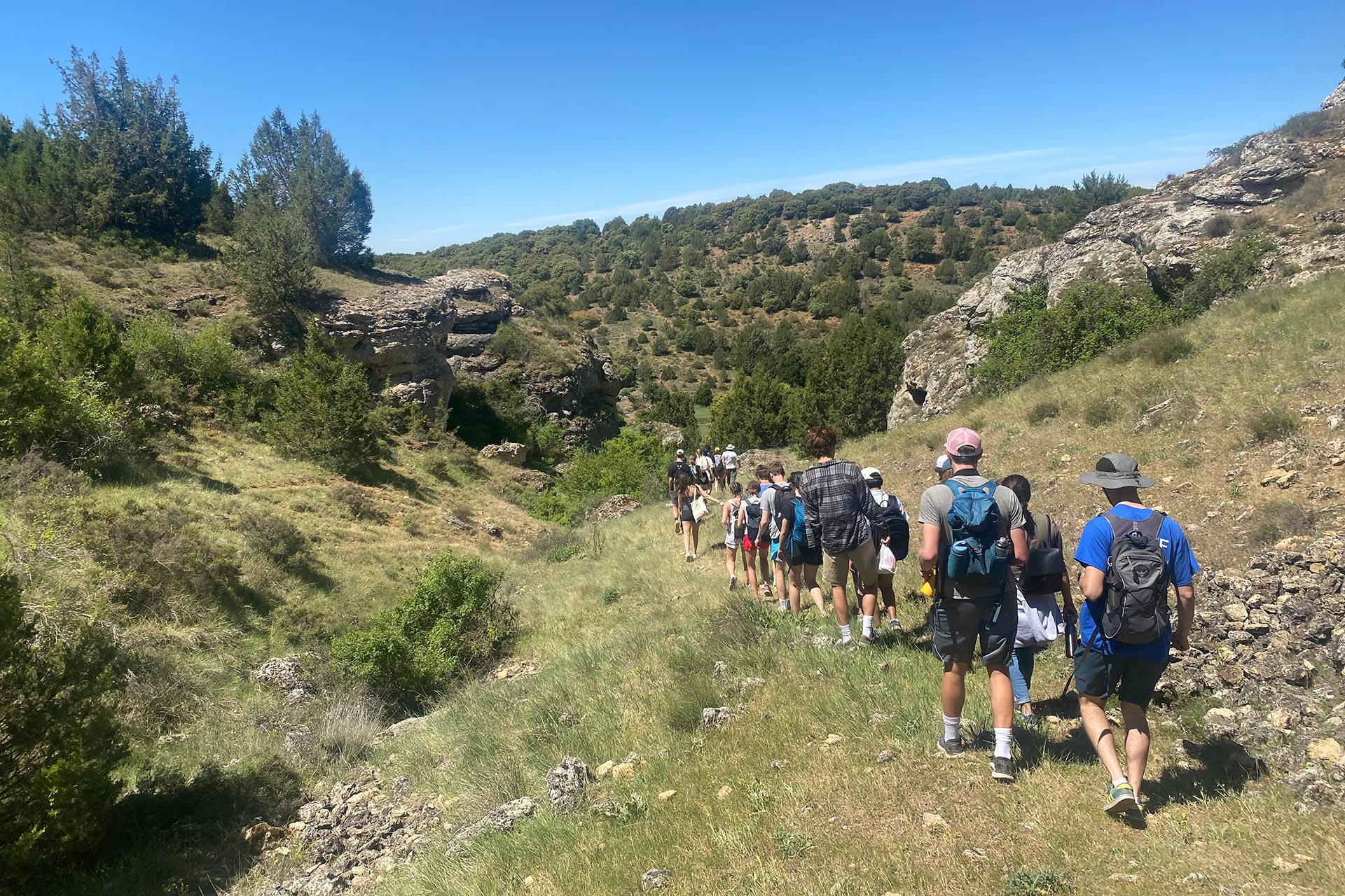Students hike in the province of Soria, a city in central Spain. 