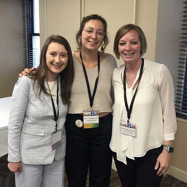 From left, Izzie Hicks '22, Dova Castaneda-Zilly '23, and Dr. Kat Miller-Stevens, director of the State of the Rockies Project, recently traveled to the Midwest Political Science Association&amp;#8217;s annual conference in Chicago, Illinois. 