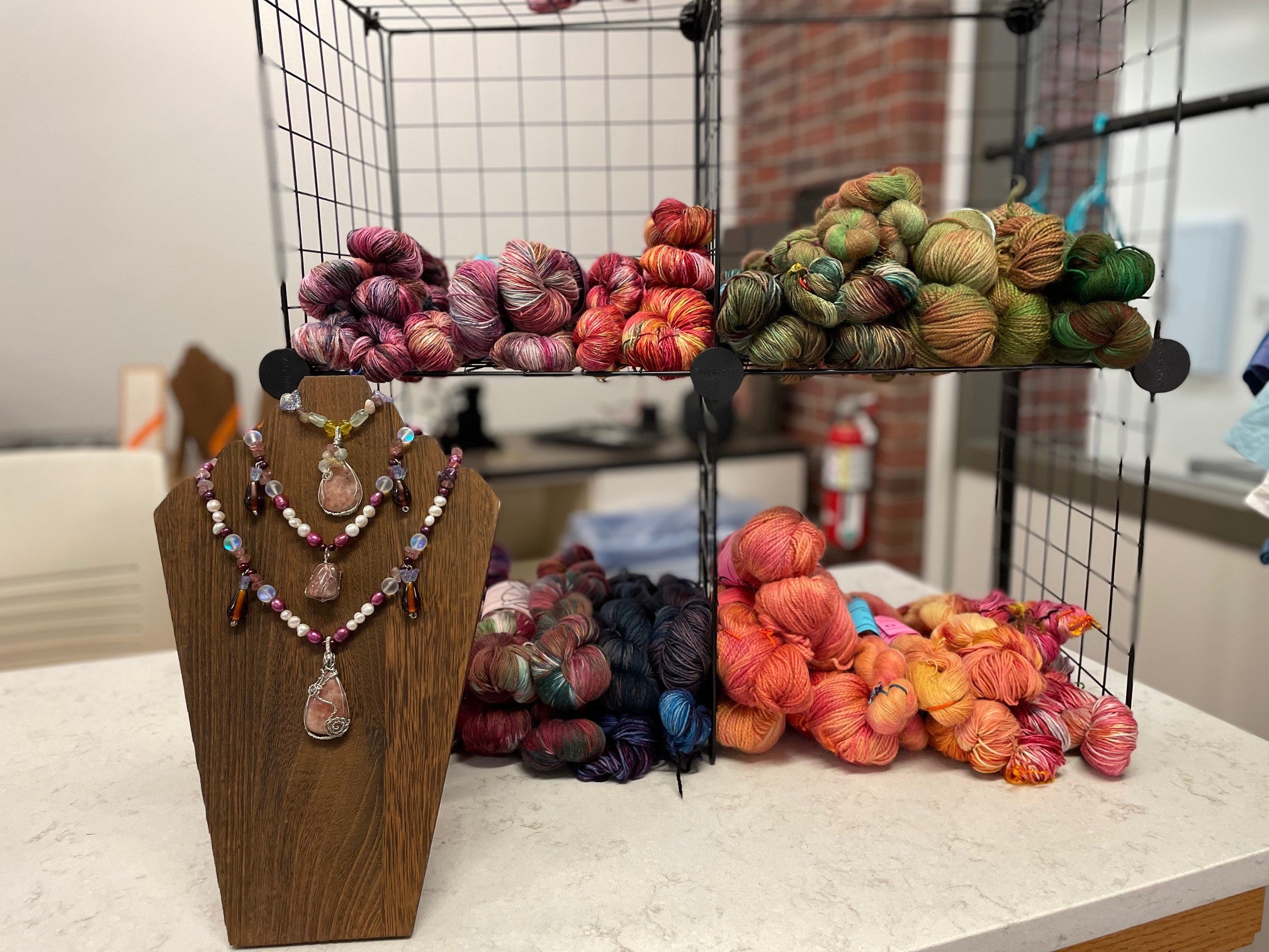 Yarn and necklace at the Arts and Crafts Fair