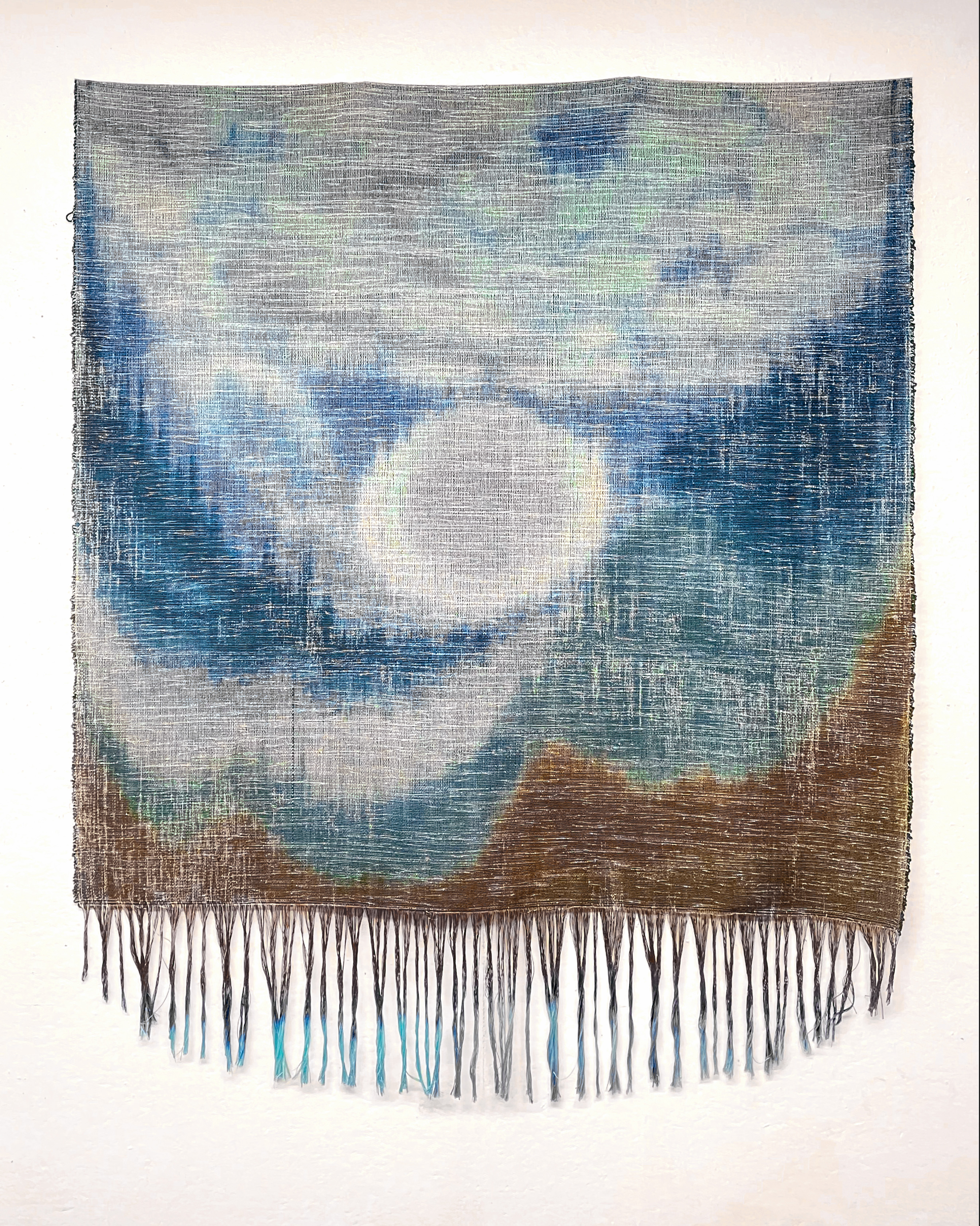Woven blue and white landscape