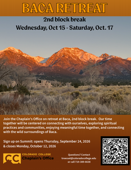 Baca Retreat, Oct 15 - 17, 2026.