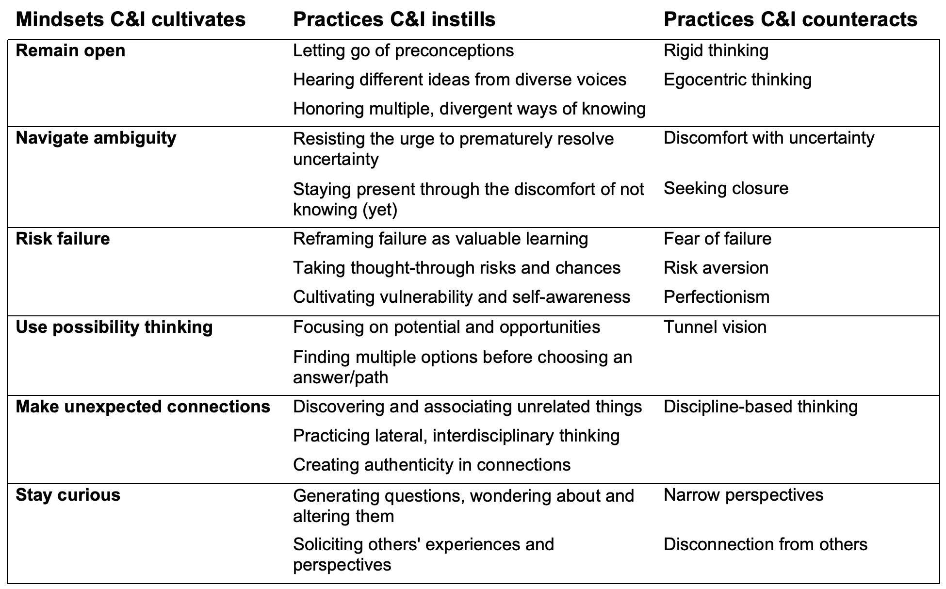 Mindsets and Practices