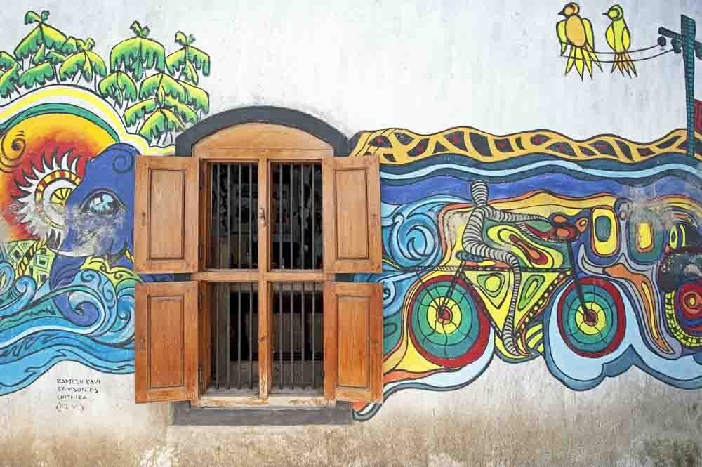a colorful wall and window in India