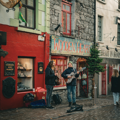 Buskers on a street in Ireland