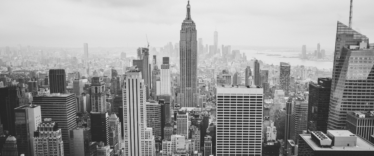 New York skyline in black and white