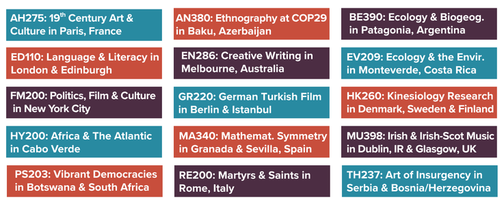 A listing of some block away courses offered recently.
