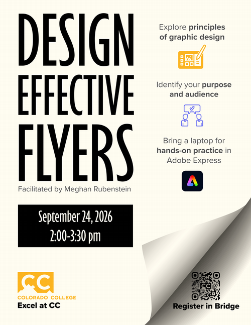 Flyer for Excel at CC Session: Design Effective Flyers