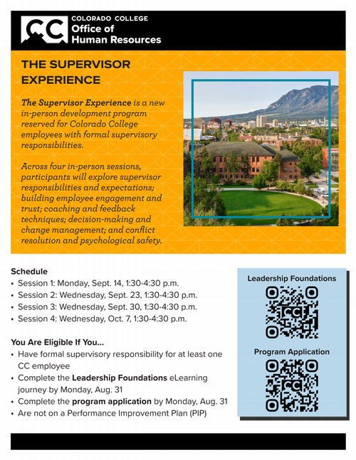 Flyer advertising The Supervisor Experience, a new leadership development training.