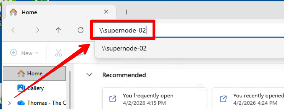 screengrab of windows file explorer with supernode-02 in address bar