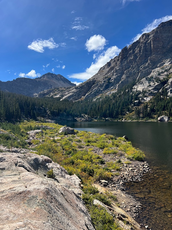 Landscape photo of a lake during the Wild Basin Foot Trip.