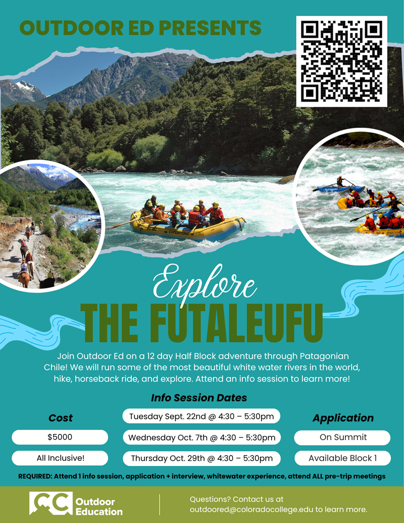 Poster for Outdoor Education's Futaleufu Trip.
