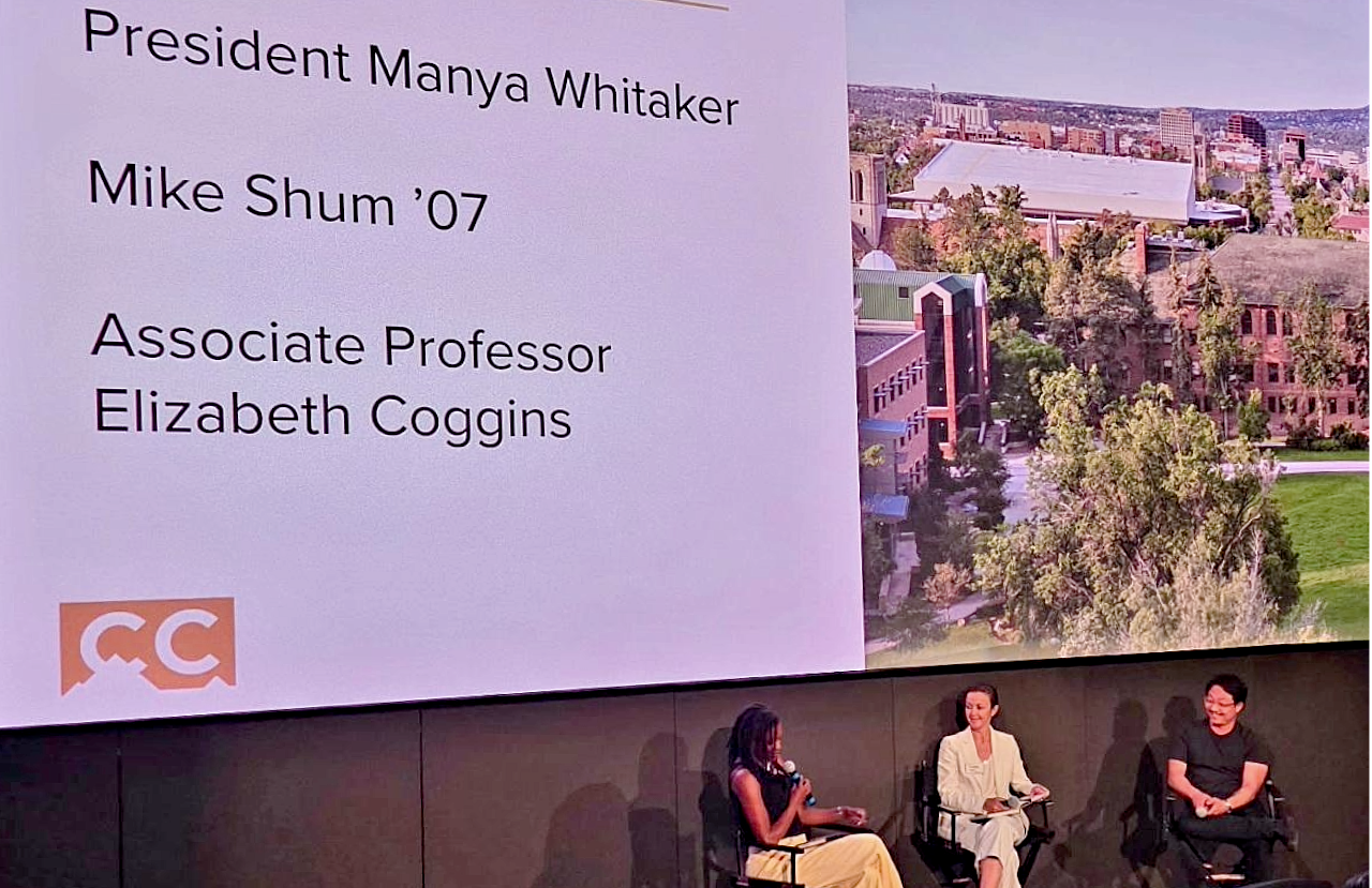Manya paneling with CC alumn and faculty at American Voices event