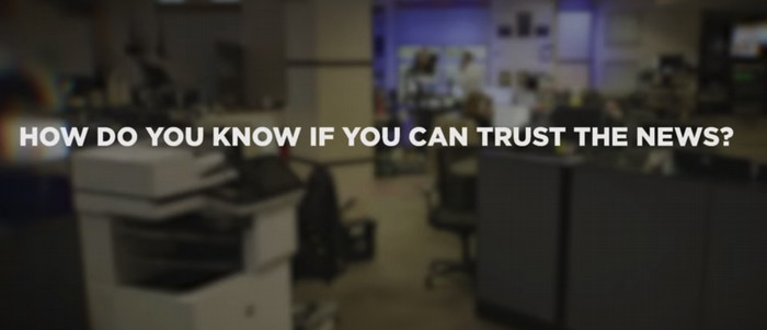 Poster with writing that says how do you know if you can trust the news