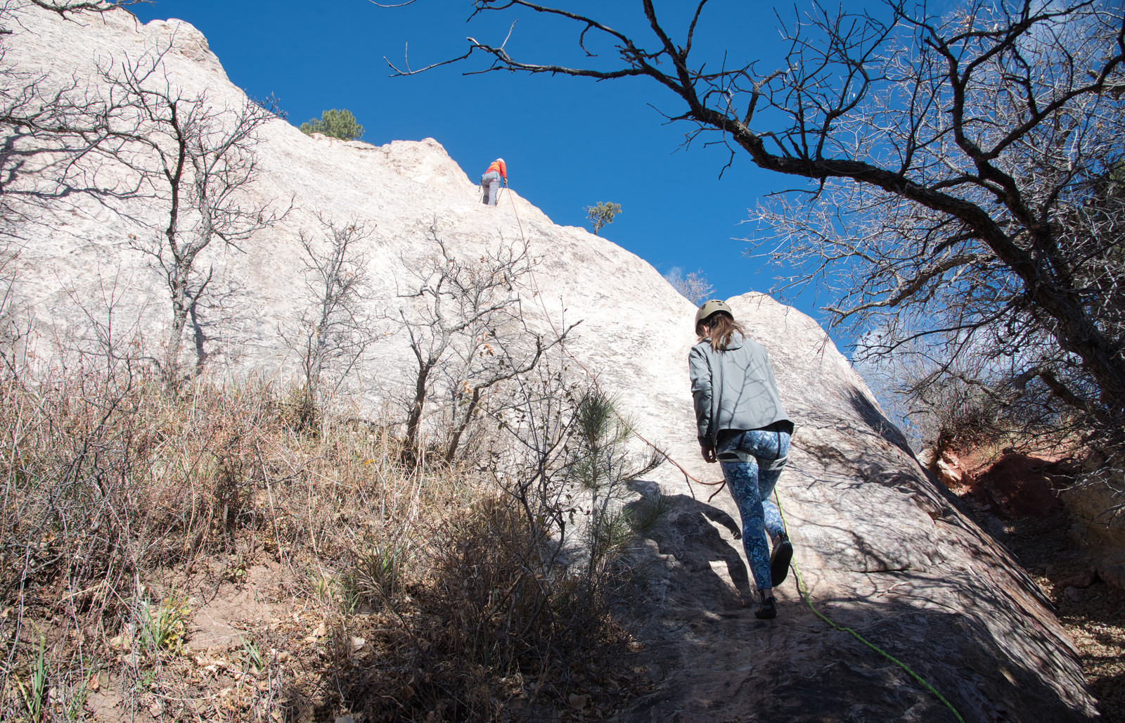 Mark Bryant's journalism class takes a trip outdoors with the Outdoor Recreation Center to Garden of the Gods. Here the students get a small taste of what it's like to climb. Photograph courtesy of Joshua Birndorf.