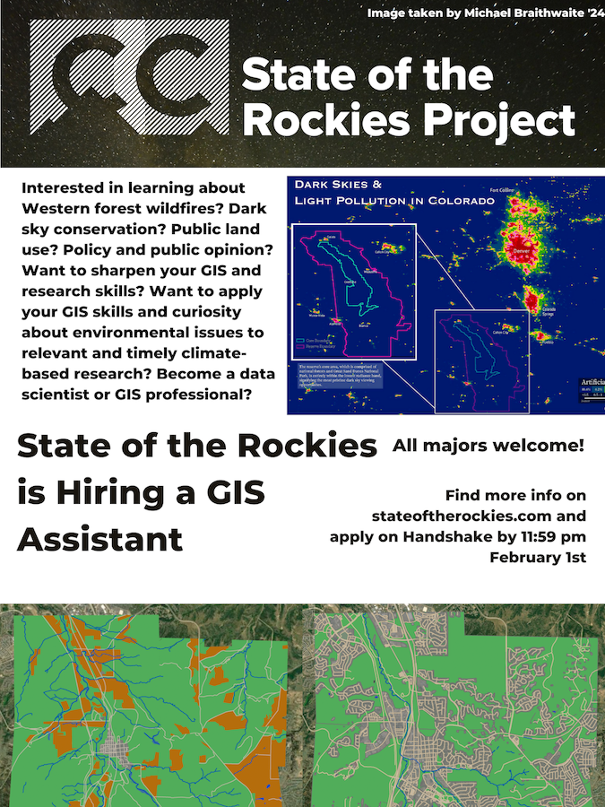 Dark Skies Public Lands student GIS research assistant job poster