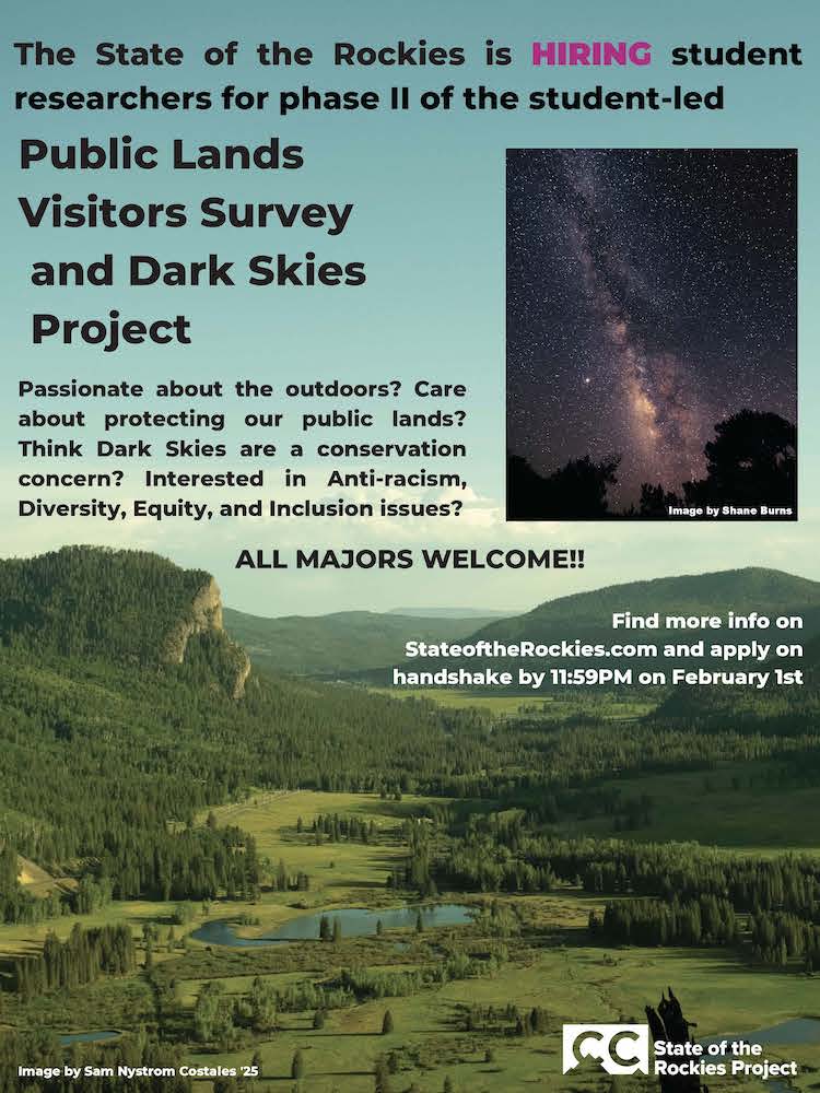 dark skies and public lands student researcher job poster