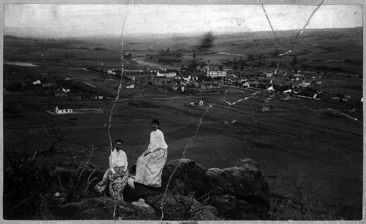 Woman Sitting on Castle Rock Summit: 1889 <span class="cc-gallery-credit">[Douglas County Archives]</span>