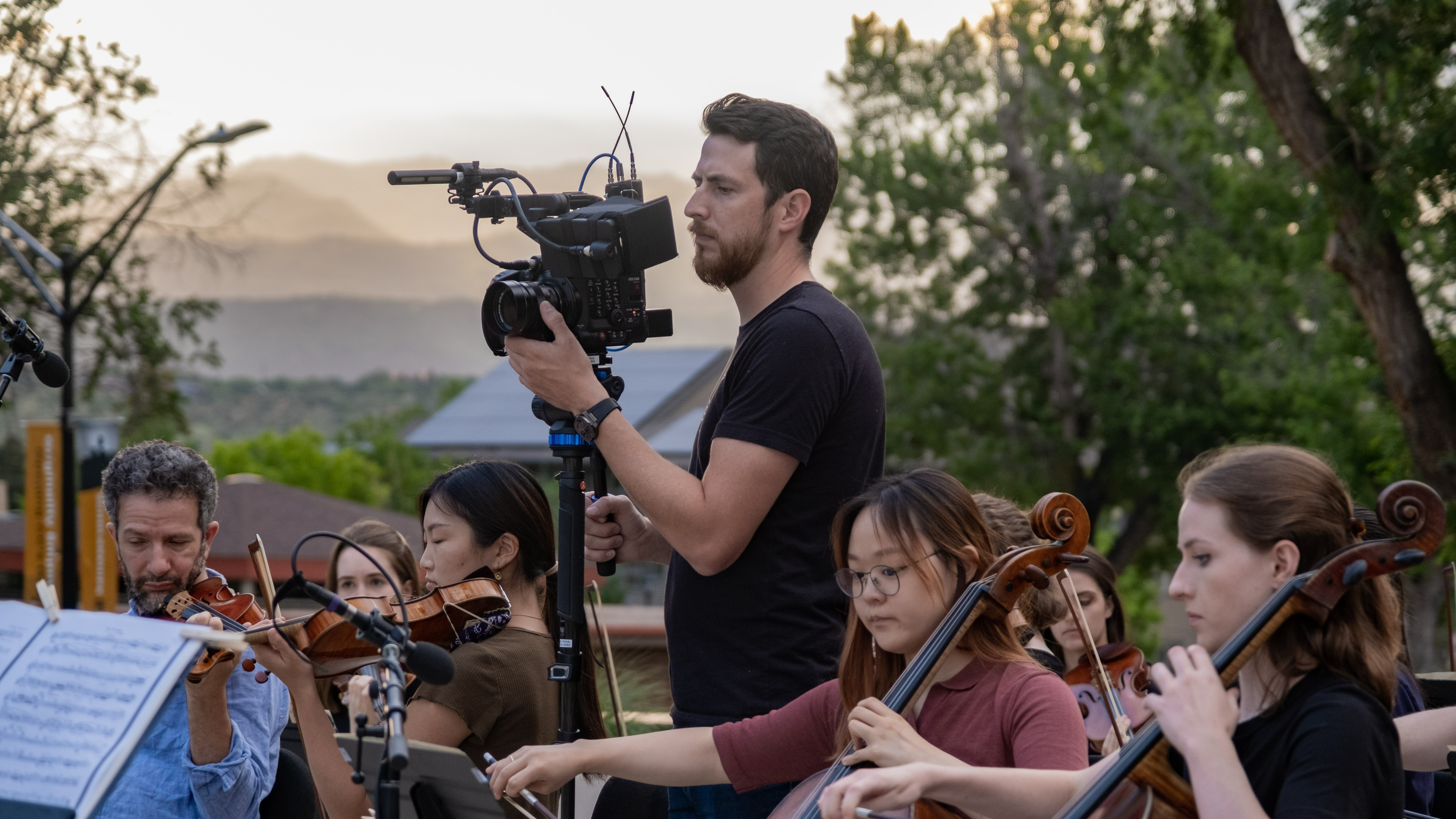 Filming Festival Faculty and Fellows playing Copland <span class="cc-gallery-credit">[Josh Birndorf]</span>