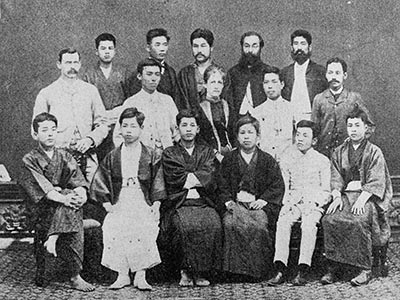 Taisei Gakkan students, with Nakashima, circa 1886